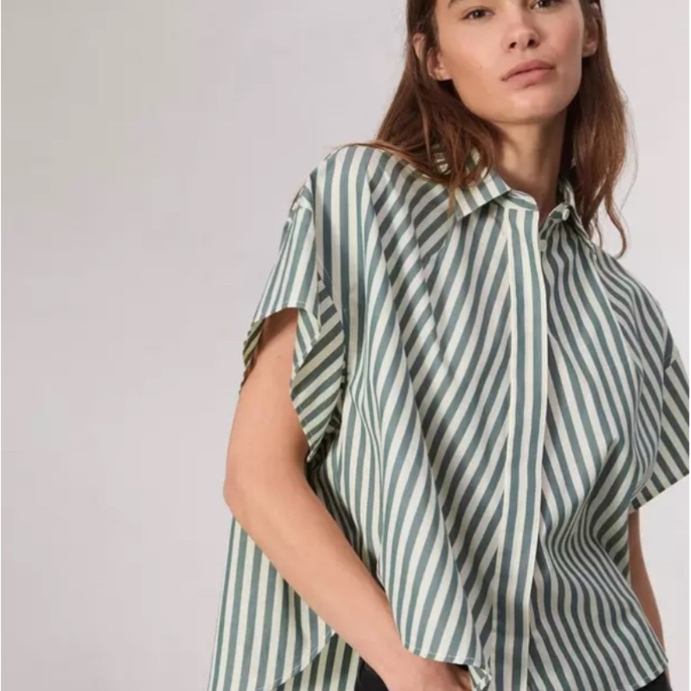 Striped Green and White Top